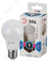 Лампа светодиодная LED A60-9W-840-E27 (диод, груша, 9Вт, нейтр, E27 (10/100/1500) ЭРА