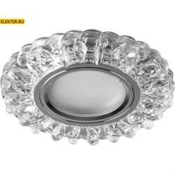 Светильник встраиваемый с белой LED подсветкой Feron CD916 потолочный MR16 G5.3 прозрачный 15LEDx2835 SMD 4000K 50W прозрачный, хром арт 28988 28988